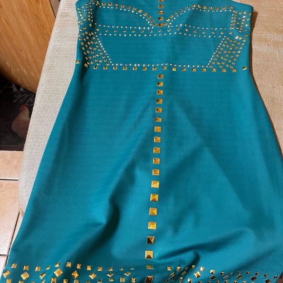 Body con dress, rich blue with small metallic details - Picture 2 of 2